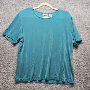 Chicos Travelers Womens Teal Blue Tshirt US Large Chicos 2 Comfort Stretch